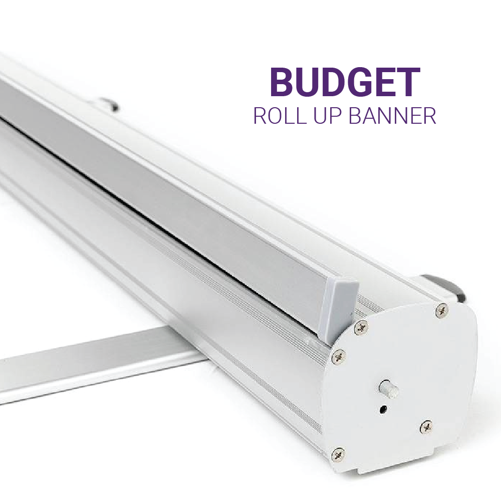 Roll Up Banners- 114 | Budget roll up banner stand with durable aluminium base and retractable printed graphic