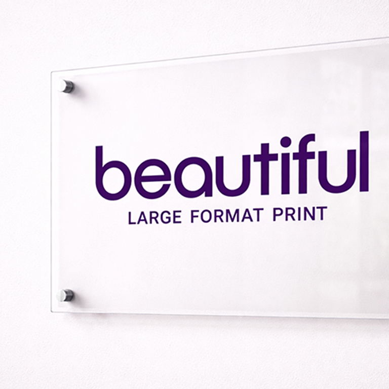 Clear acrylic printing panel with transparent finish for retail signage and display graphics