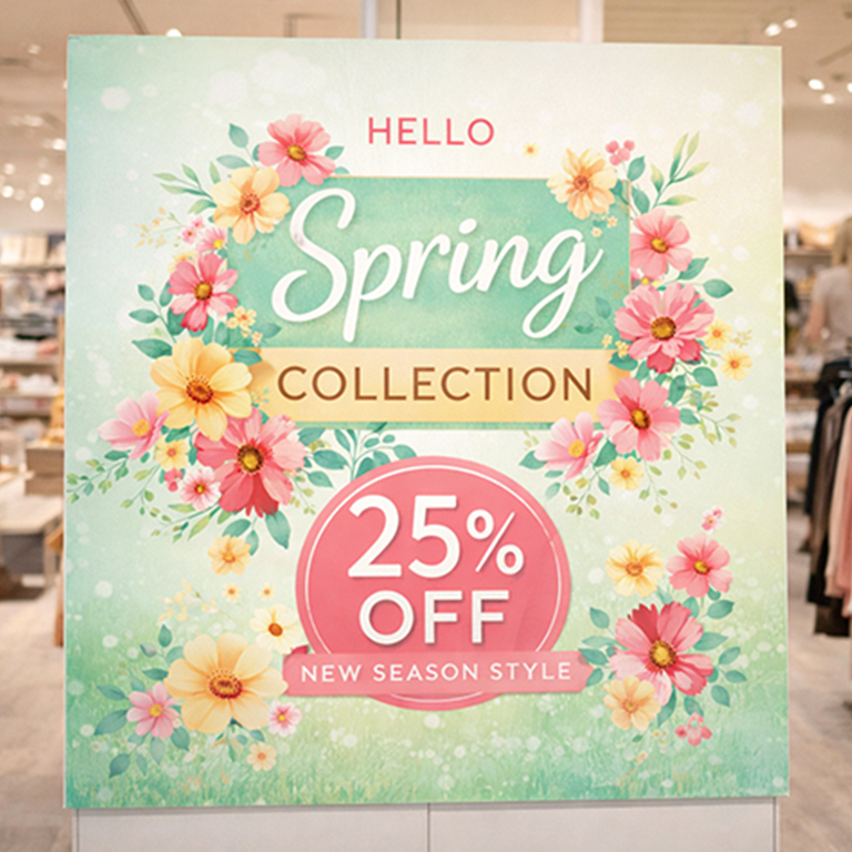 Dispa paper board printing for recyclable indoor signage and short-term display graphics