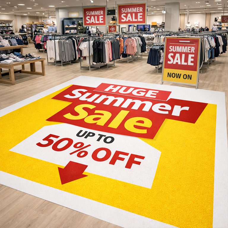 2mm anti-slip floor lino printing for durable indoor floor graphics and retail environments