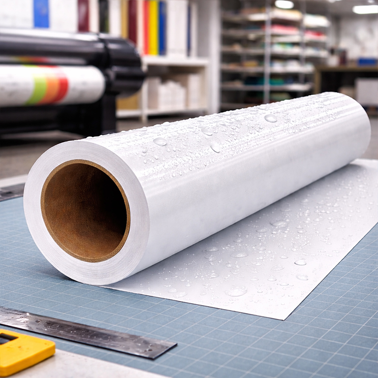 Waterproof paper printing for outdoor signage, menus, and durable display graphics