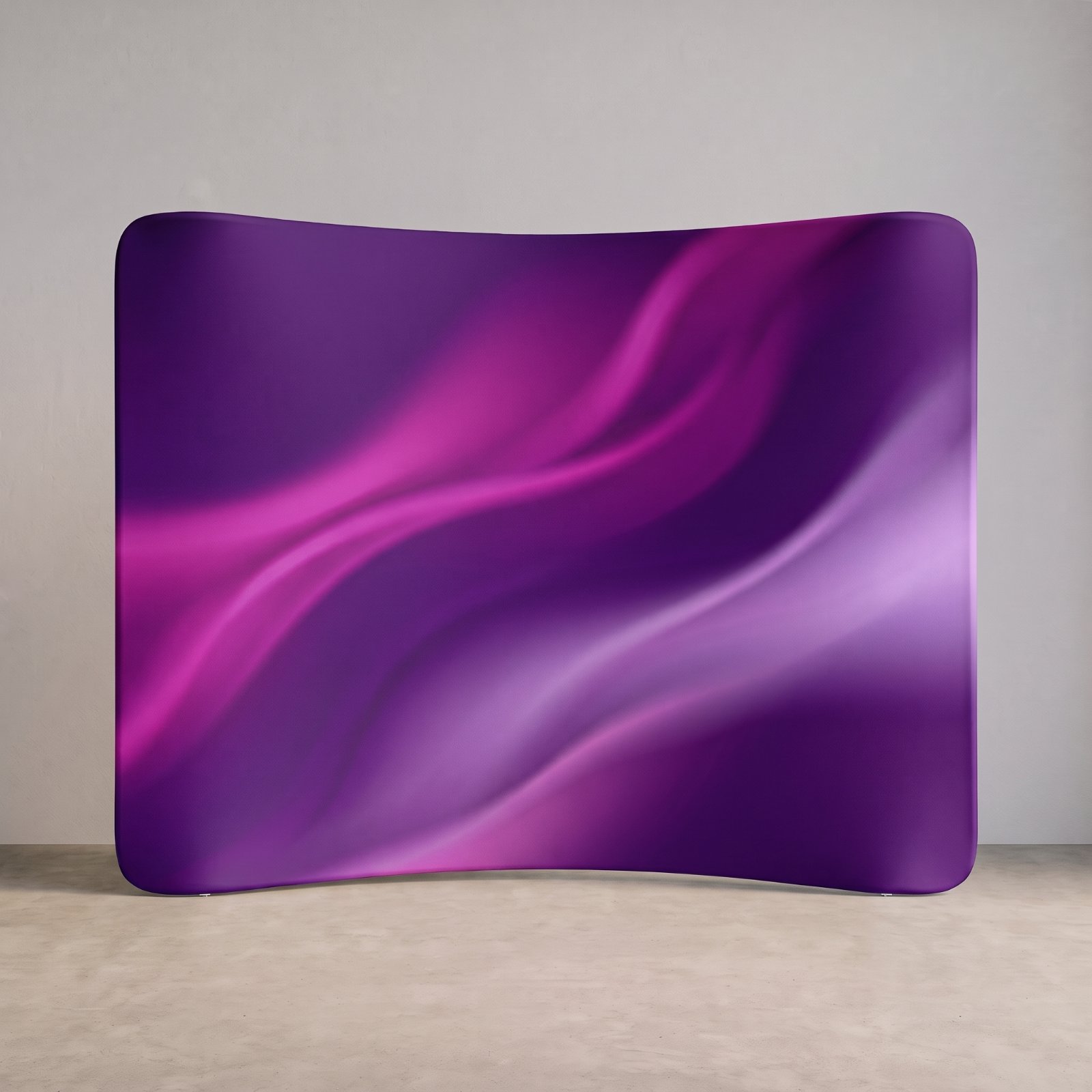 Fabric Tube Display- 111 | Curved tension fabric display, 3 m wide, purple printed sleeve